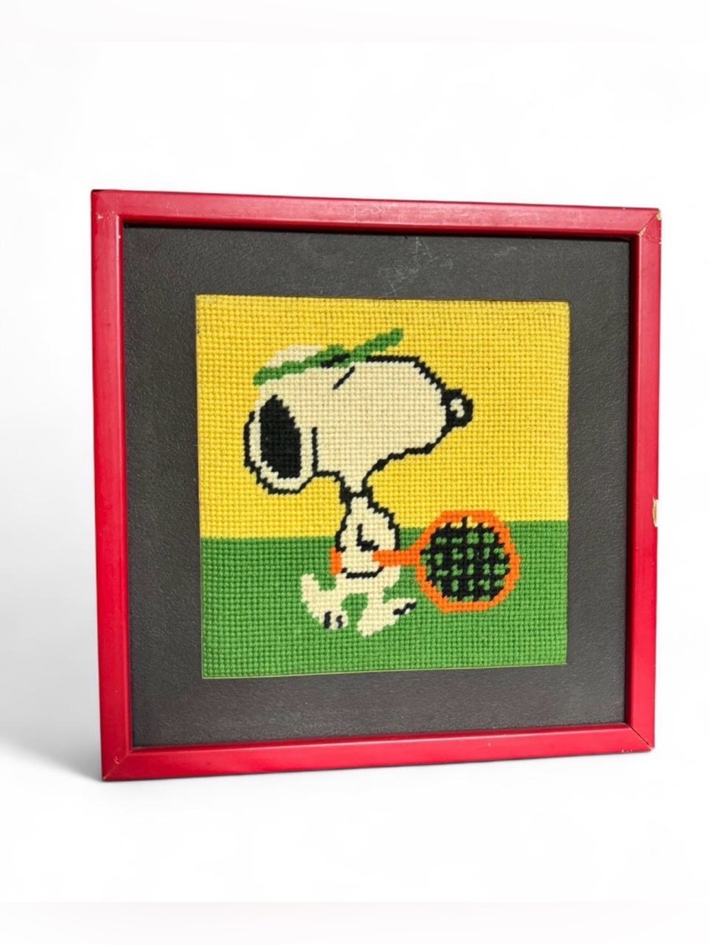 Vintage Snoopy Tennis Cross-Stitch Wall Art